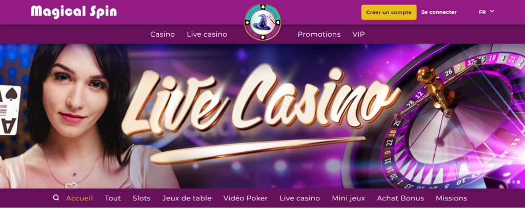magical spin casino : les jeux en diret