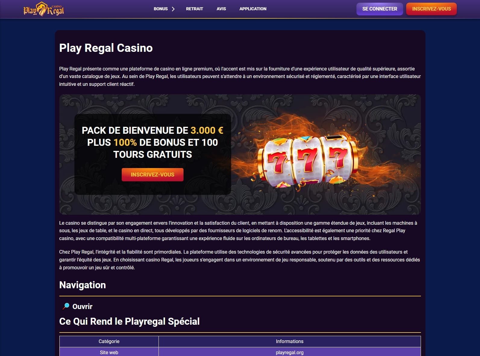 play regal casino jeux