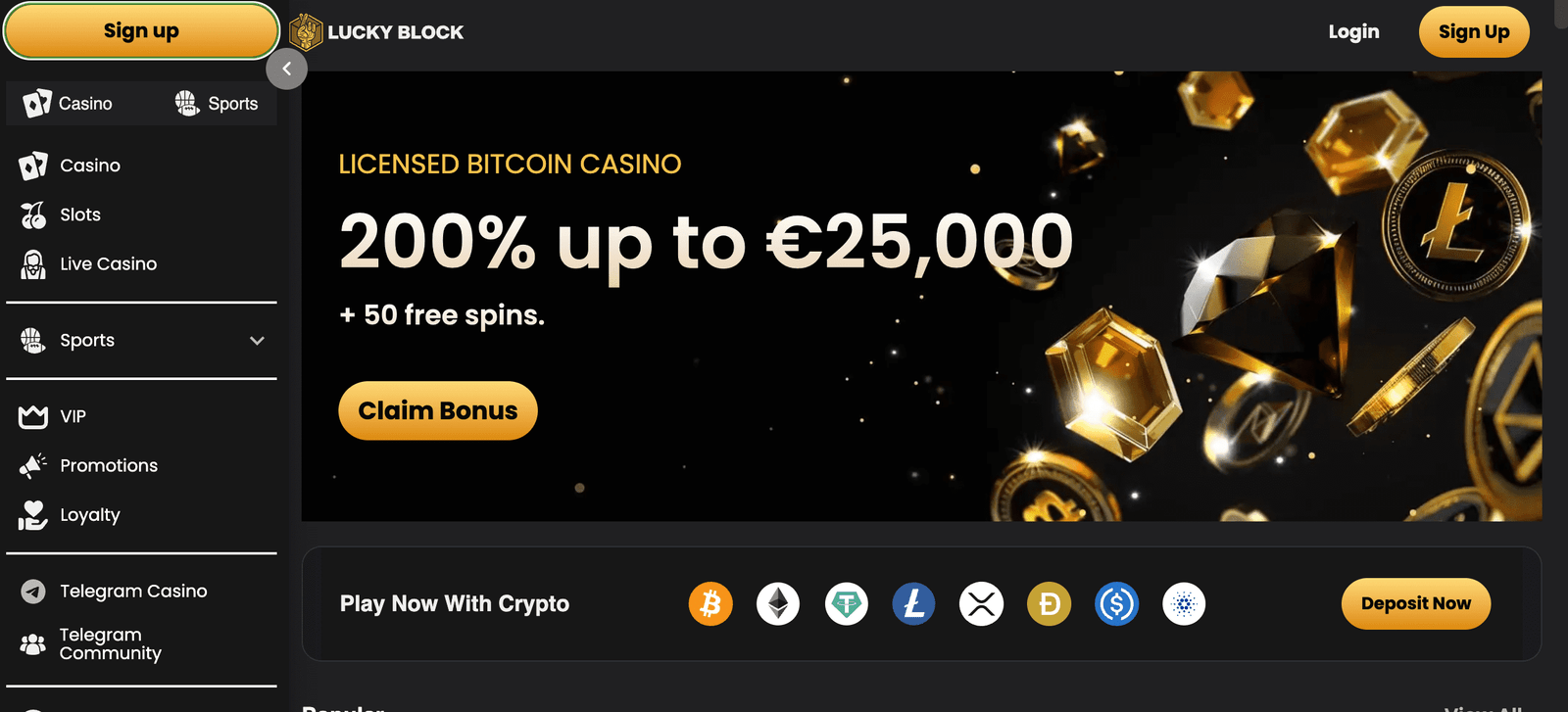 lucky block casino bonus
