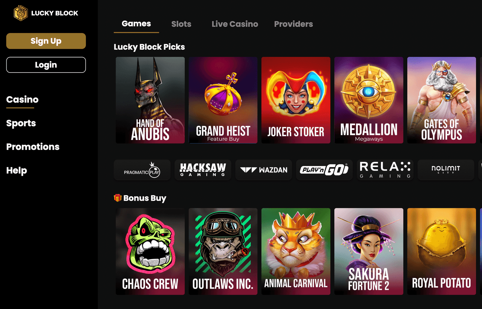bonus lucky block casino