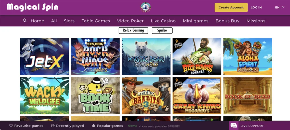 jeux magical spin casino