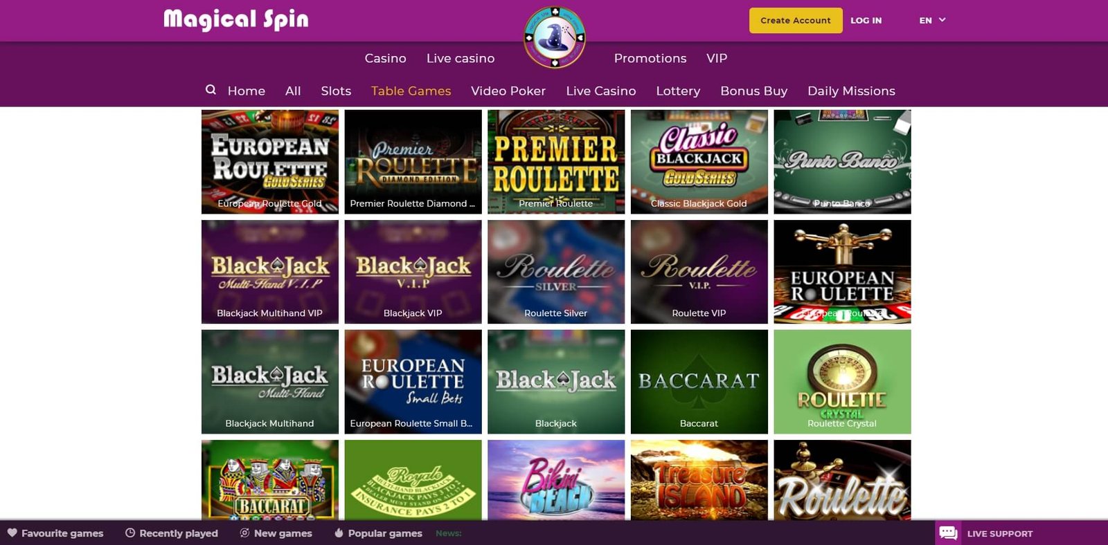 magical spin casino bonus