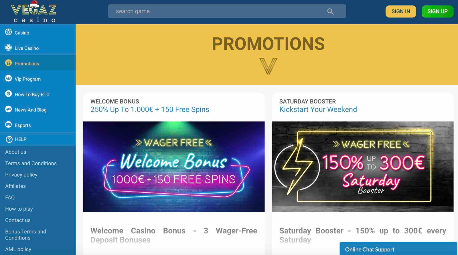 vegaz casino test
