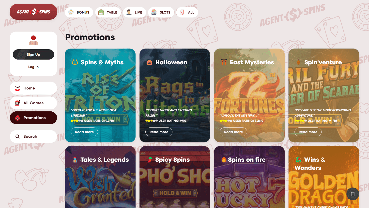agent spins casino bonus