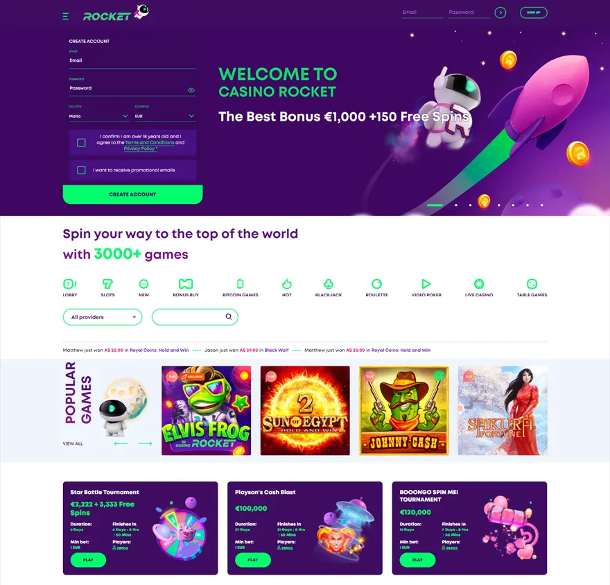 rocket casino jeux