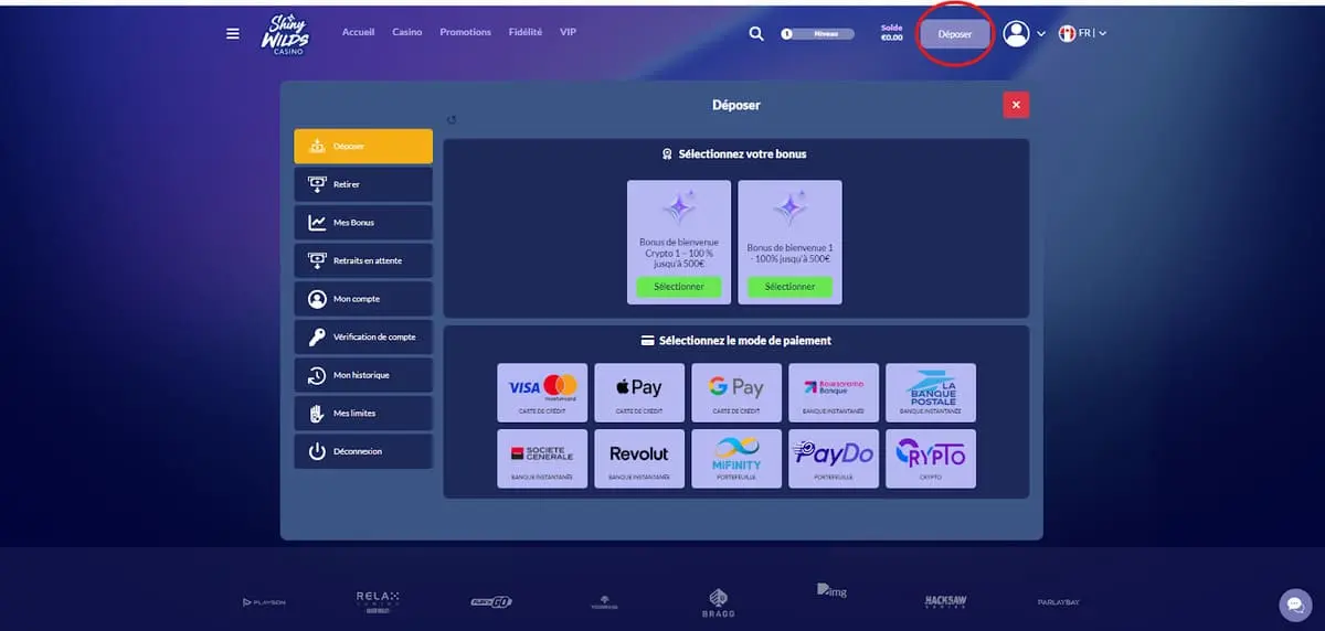 shiny wilds casino test